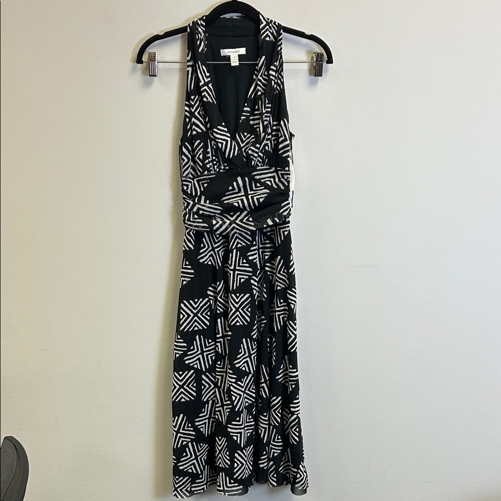 Dress Barn Black and White Patterned Midi Dress